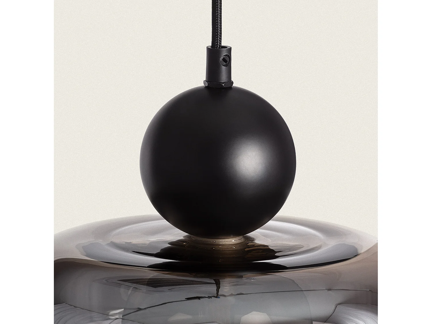 Suspension Métal et Verre Carlize Gris Fumée