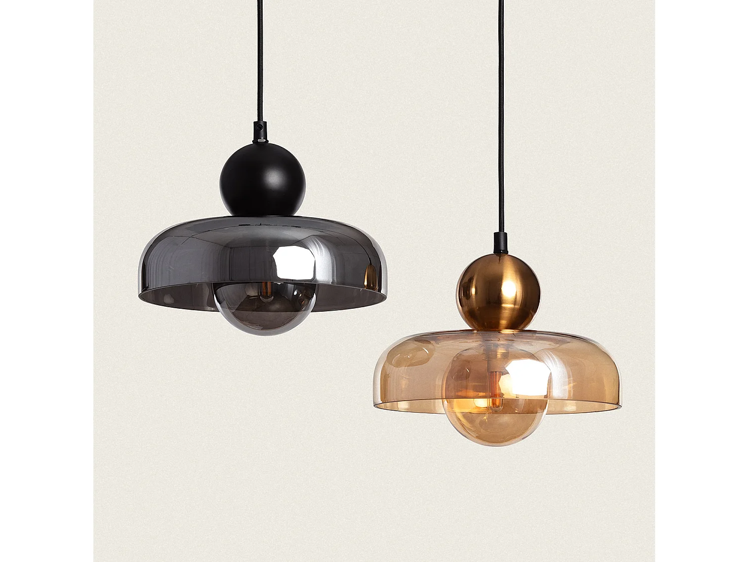 Suspension Métal et Verre Carlize Gris Fumée