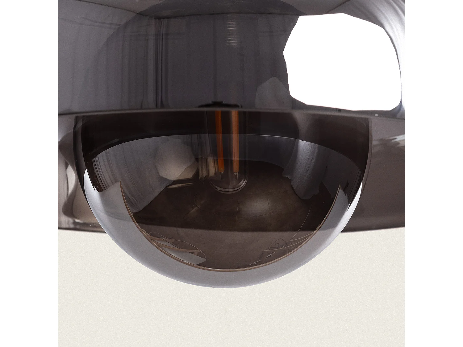 Suspension Métal et Verre Carlize Gris Fumée