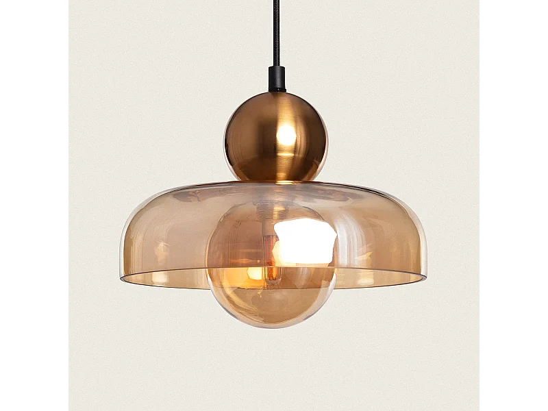 Suspension Métal et Verre Carlize Gris Fumée