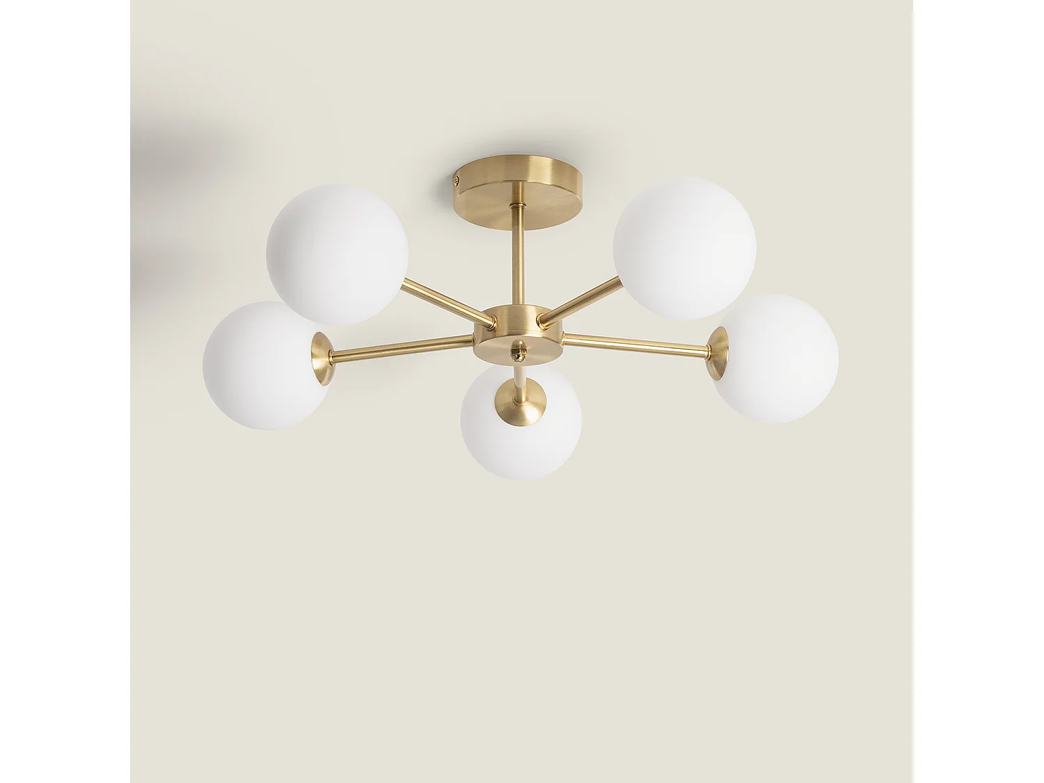 Plafonnier Métal et Verre Moonlight Brass 5 Spots Doré