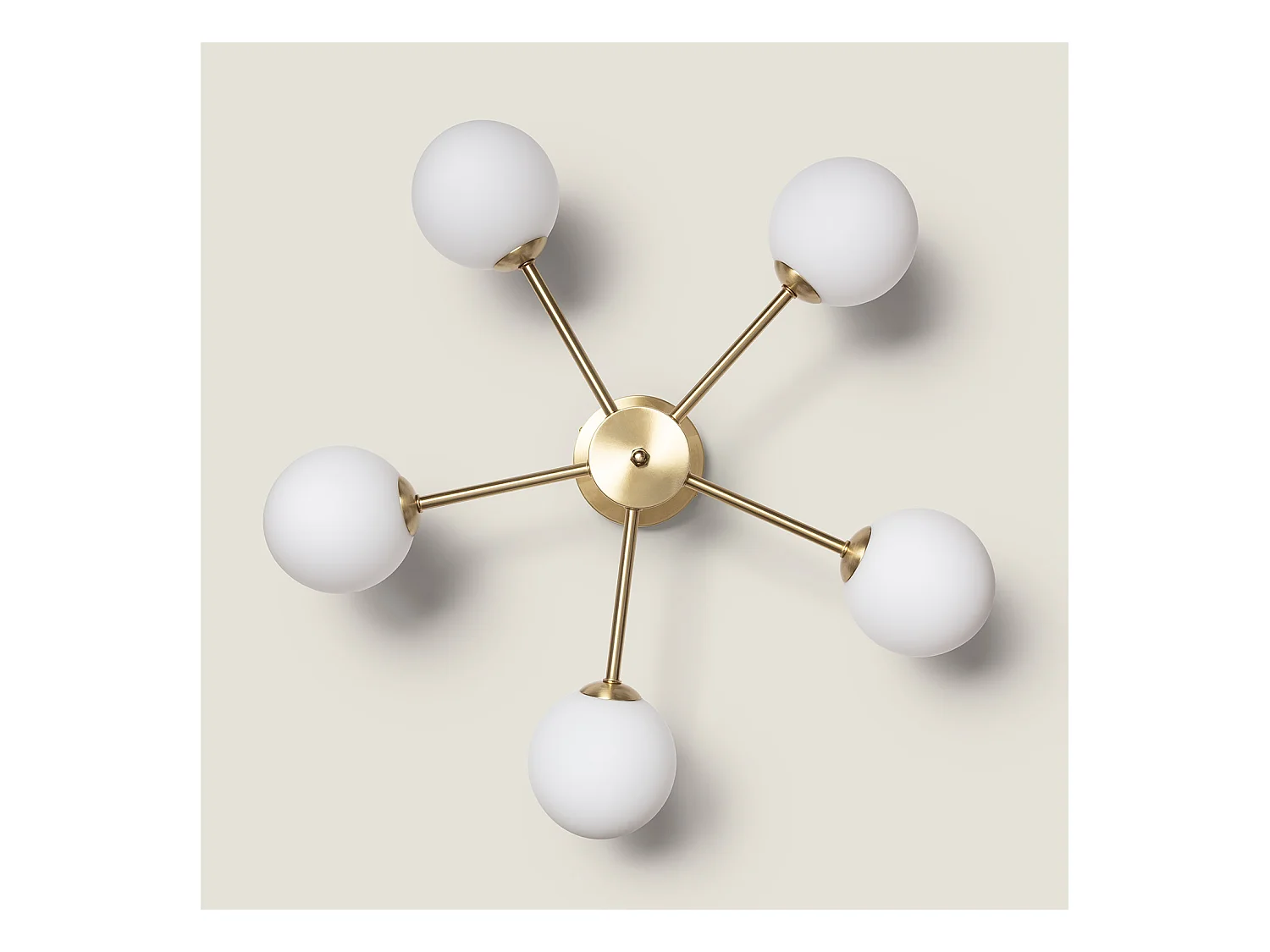 Plafonnier Métal et Verre Moonlight Brass 5 Spots Doré