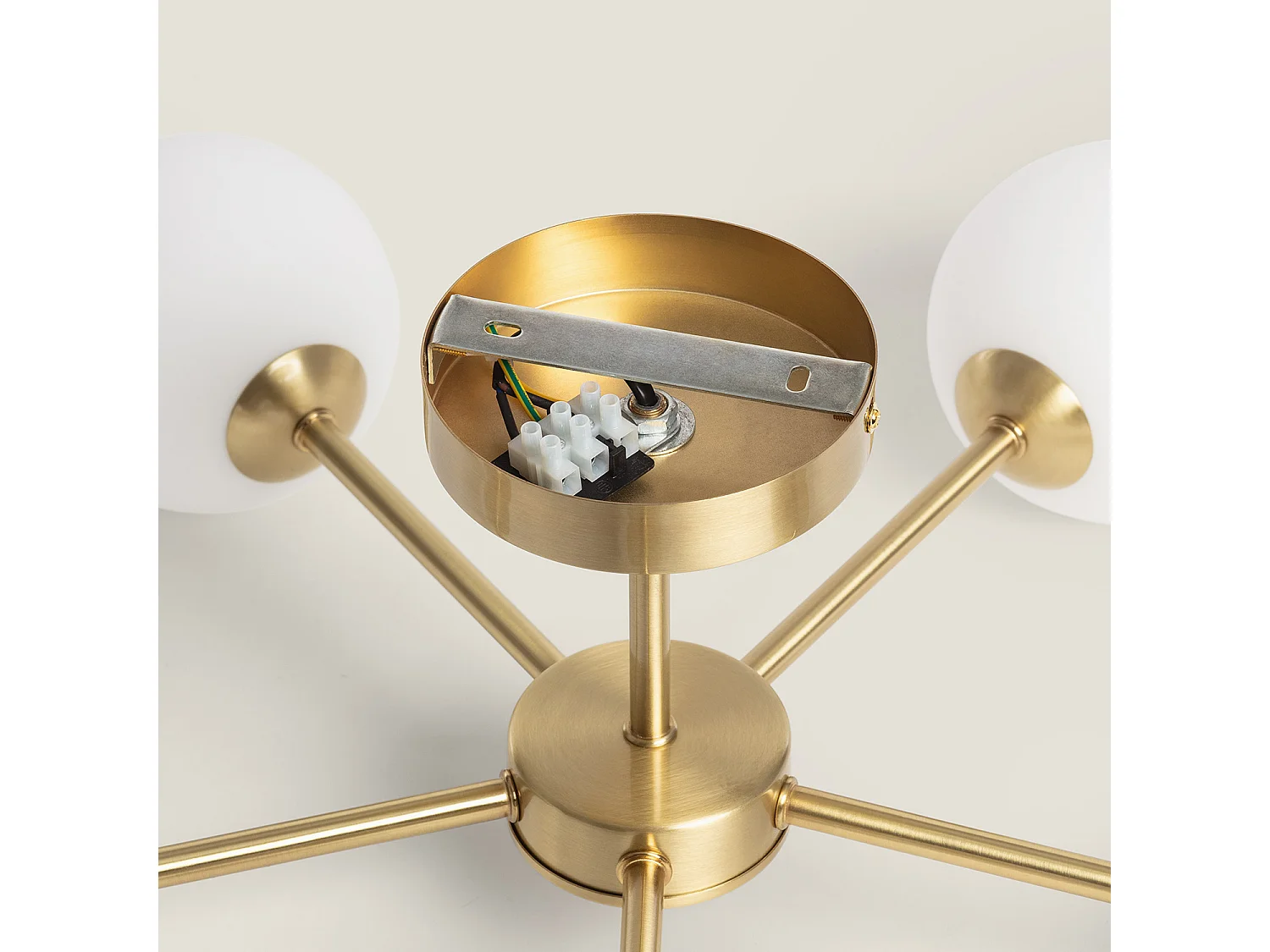 Plafonnier Métal et Verre Moonlight Brass 5 Spots Doré