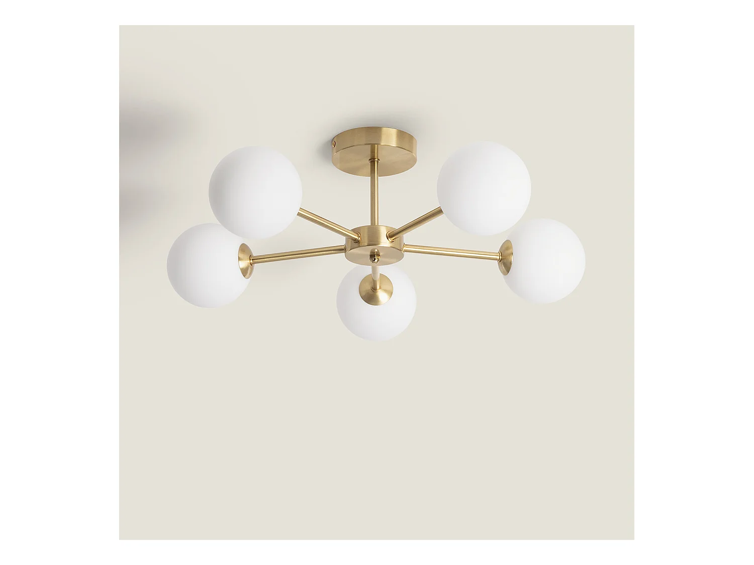 Plafonnier Métal et Verre Moonlight Brass 5 Spots Doré