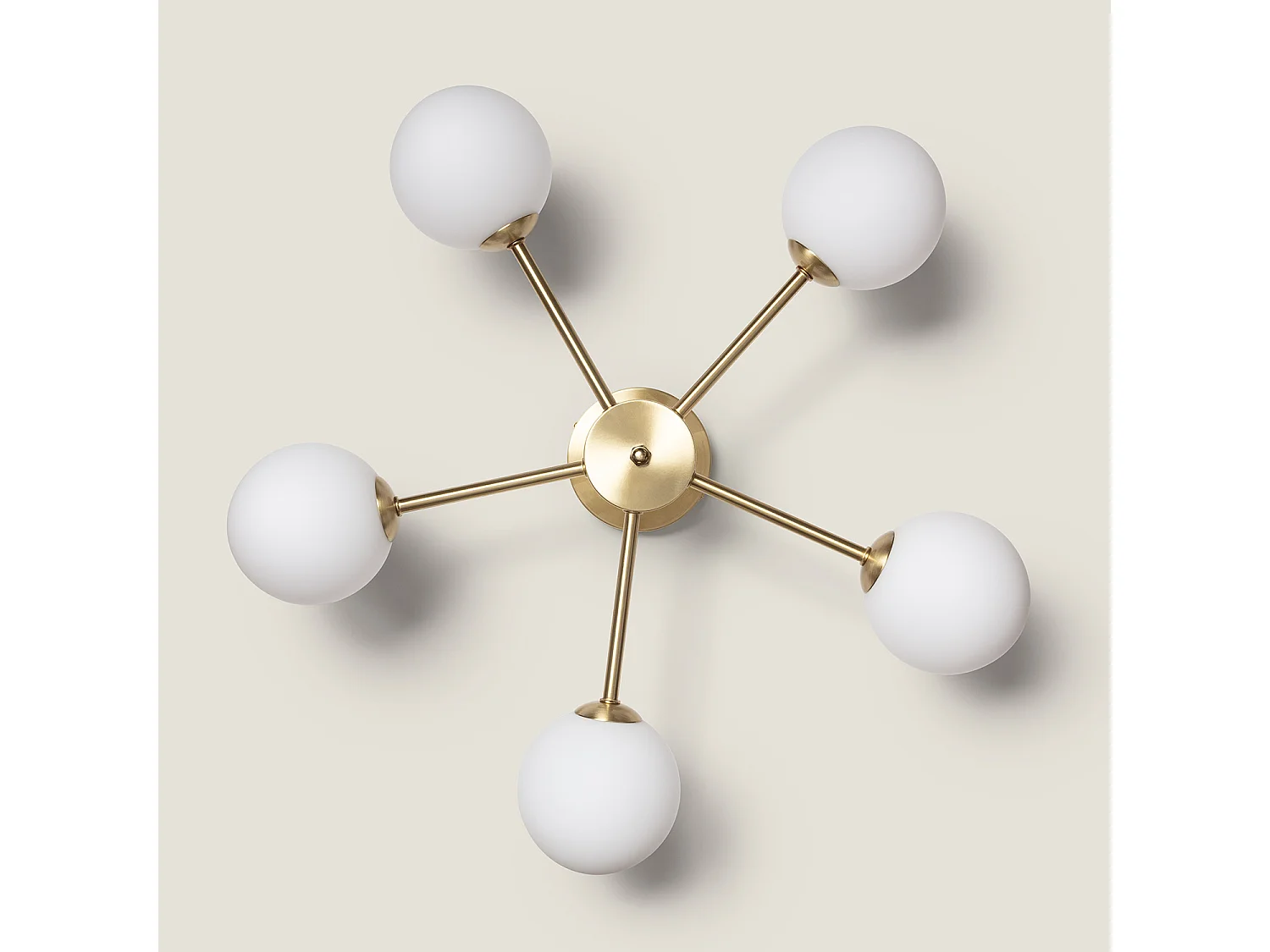 Plafonnier Métal et Verre Moonlight Brass 5 Spots Doré