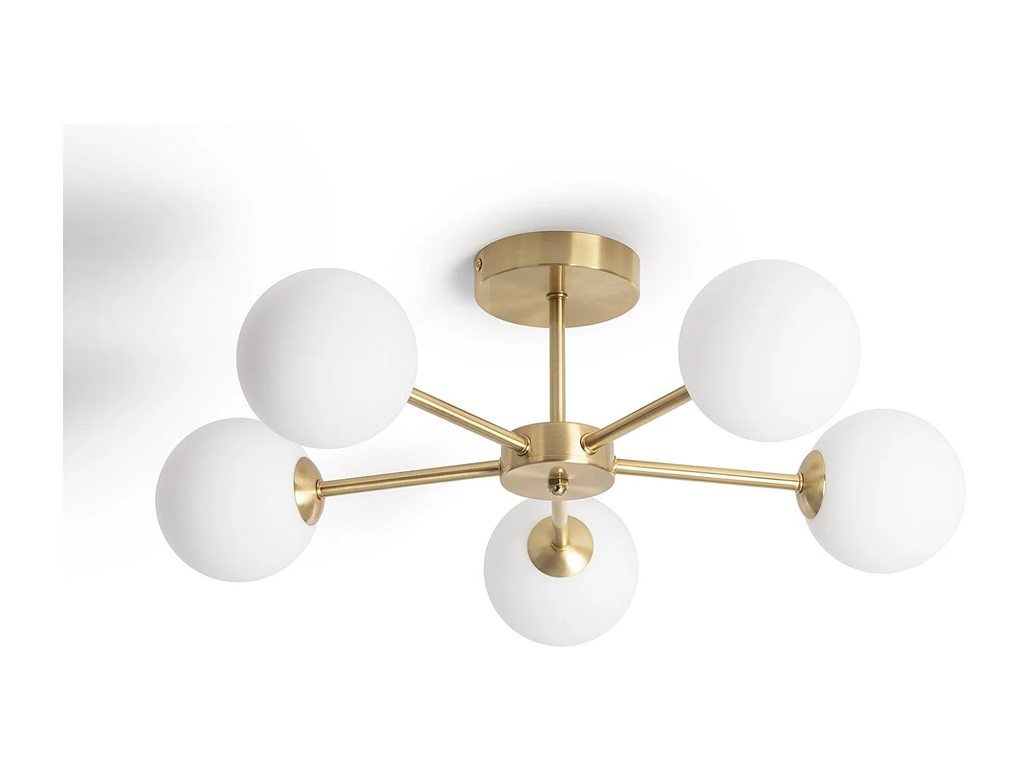 Plafonnier Métal et Verre Moonlight Brass 5 Spots Doré
