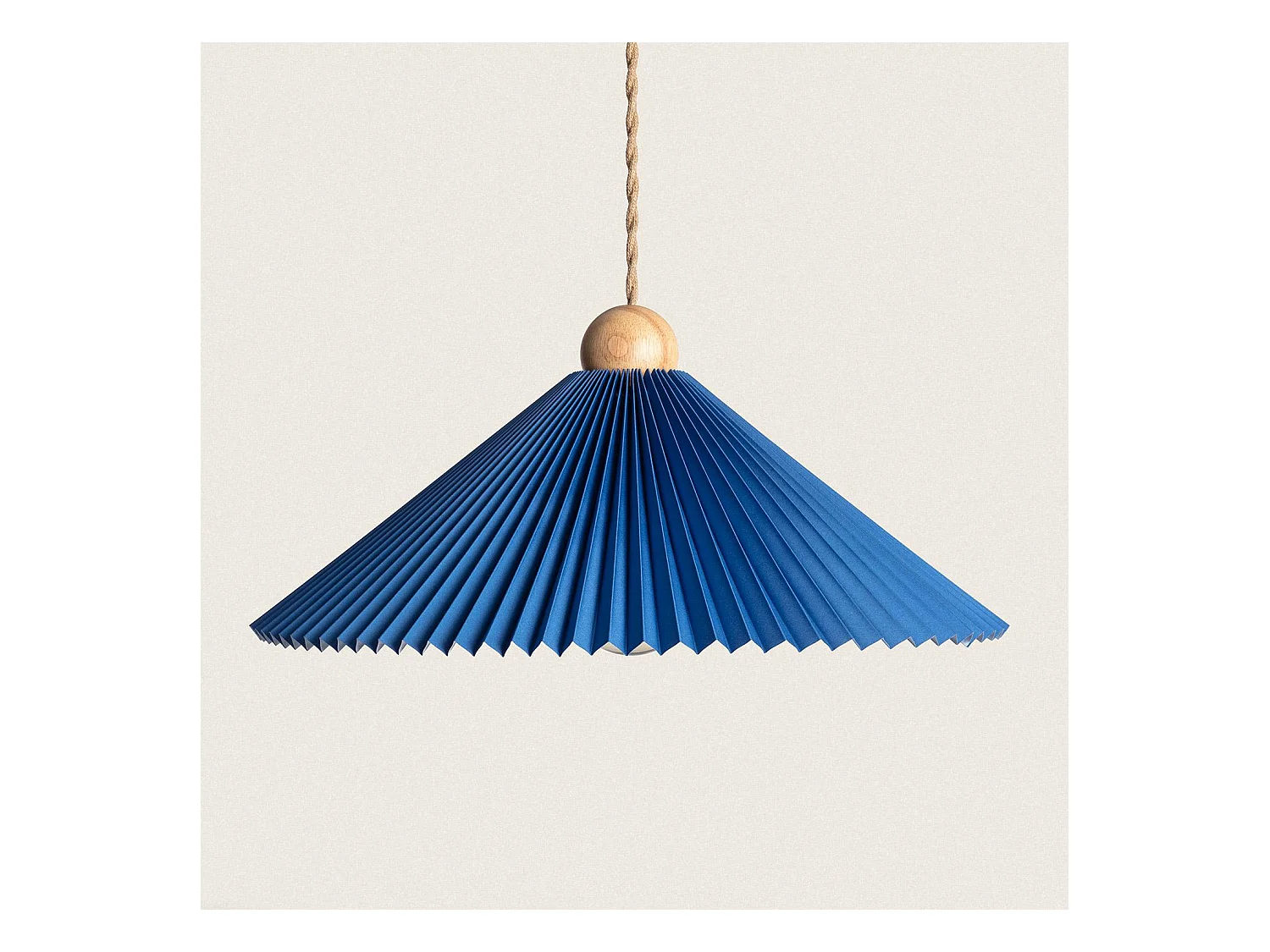 Lámpara Colgante Madera y Tela Luanda Azul Oscuro