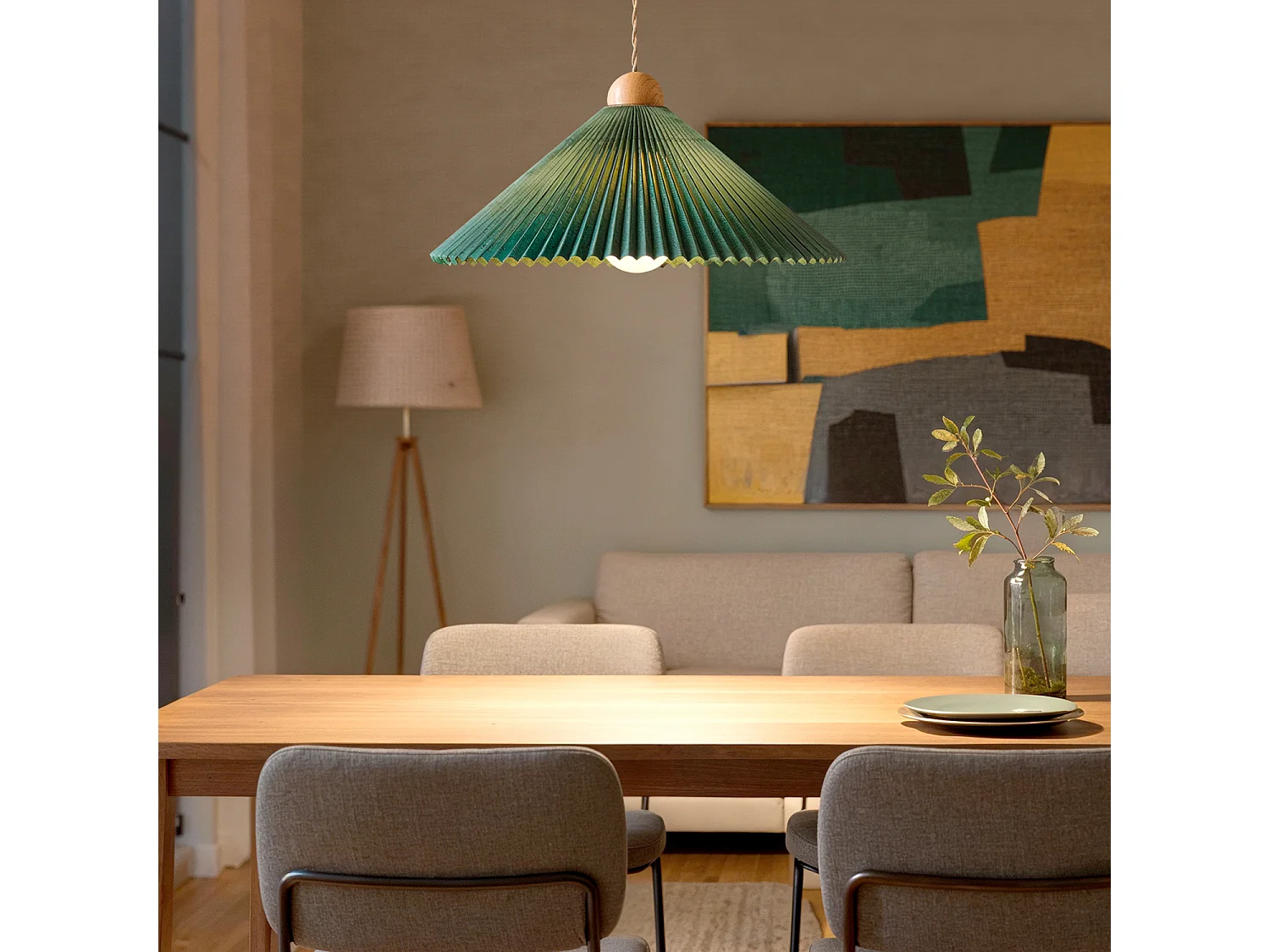 Suspension Bois et Tissu Luanda Vert