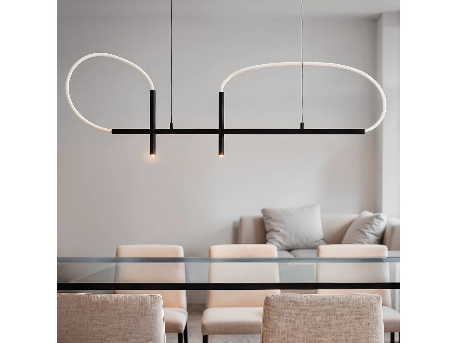 Lampada a Sospensione LED 46W Metallo e Silicone Ginnie Nero