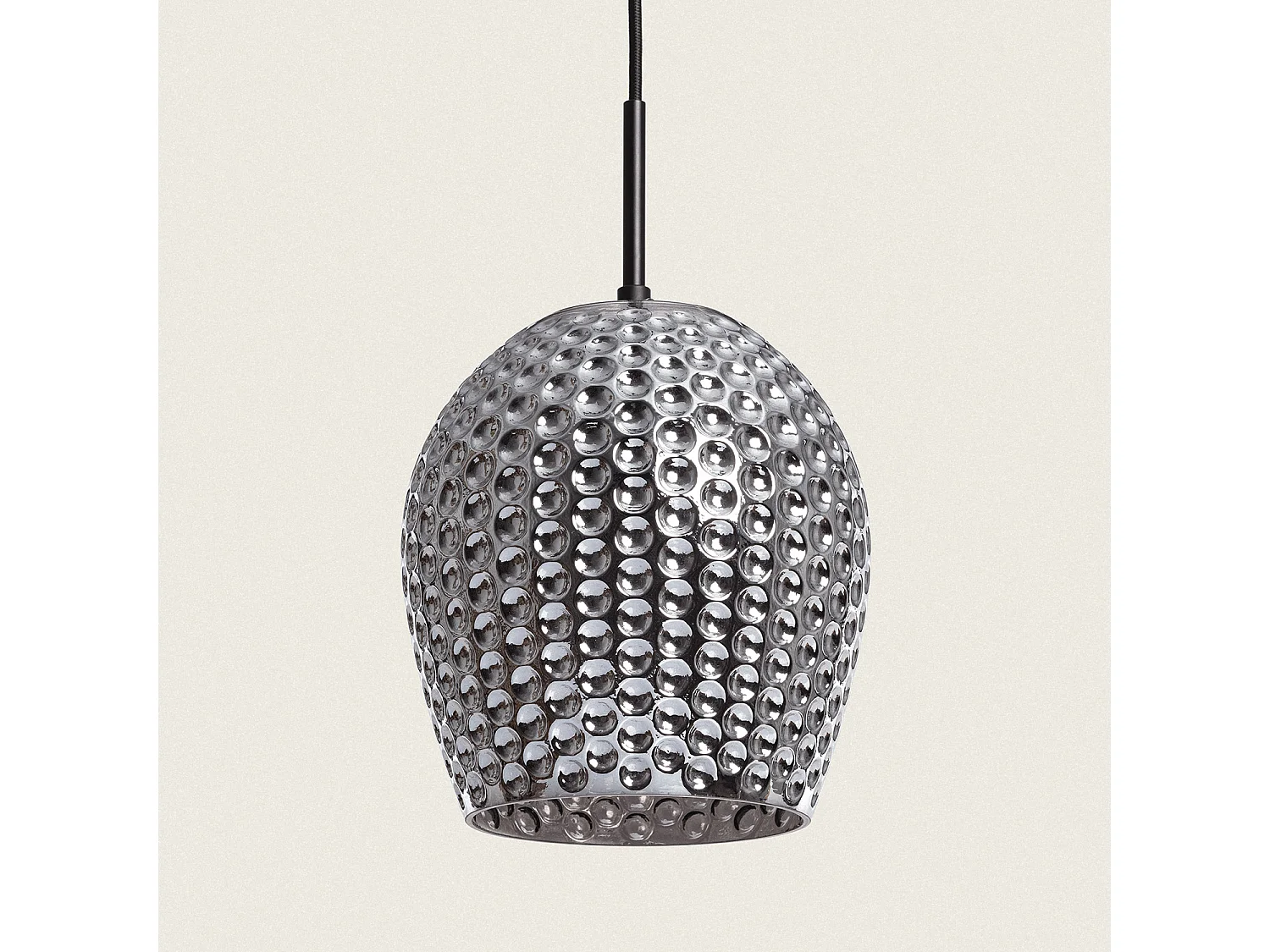 Lámpara Colgante Metal y Cristal Bernie Gris Humo