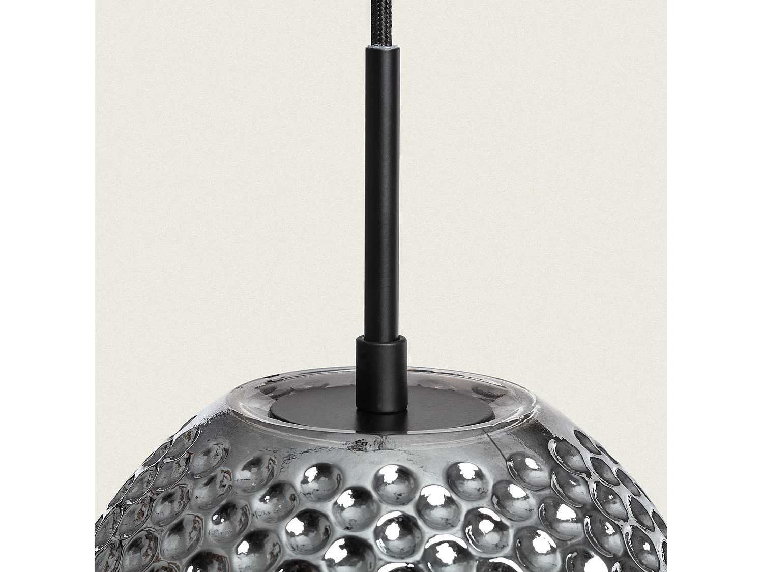 Suspension Métal et Verre Bernie Gris Fumée