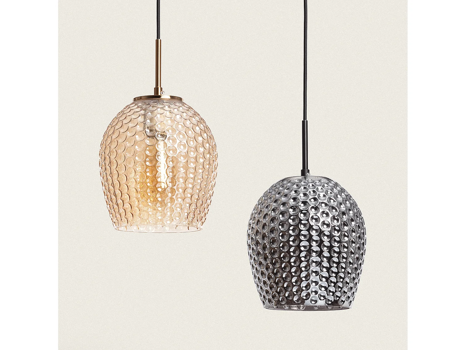 Suspension Métal et Verre Bernie Gris Fumée