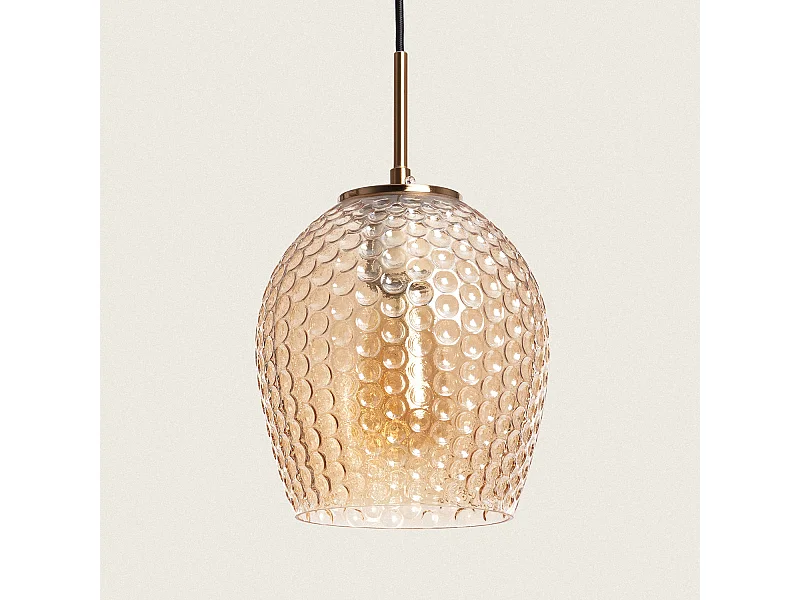 Suspension Métal et Verre Bernie Gris Fumée