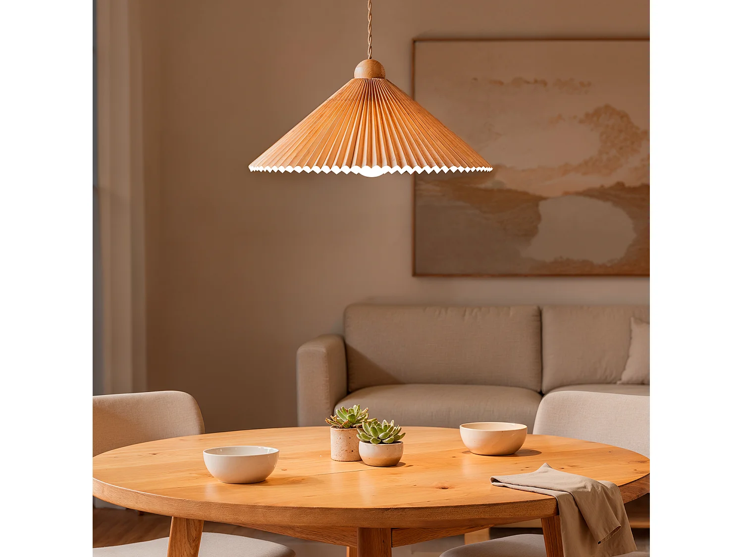 Suspension Bois et Tissu Luanda Orange