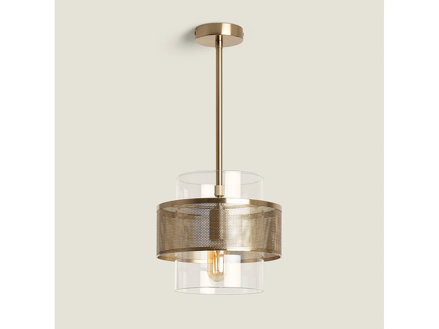 Suspension Métal et Verre Jaelyn  Doré