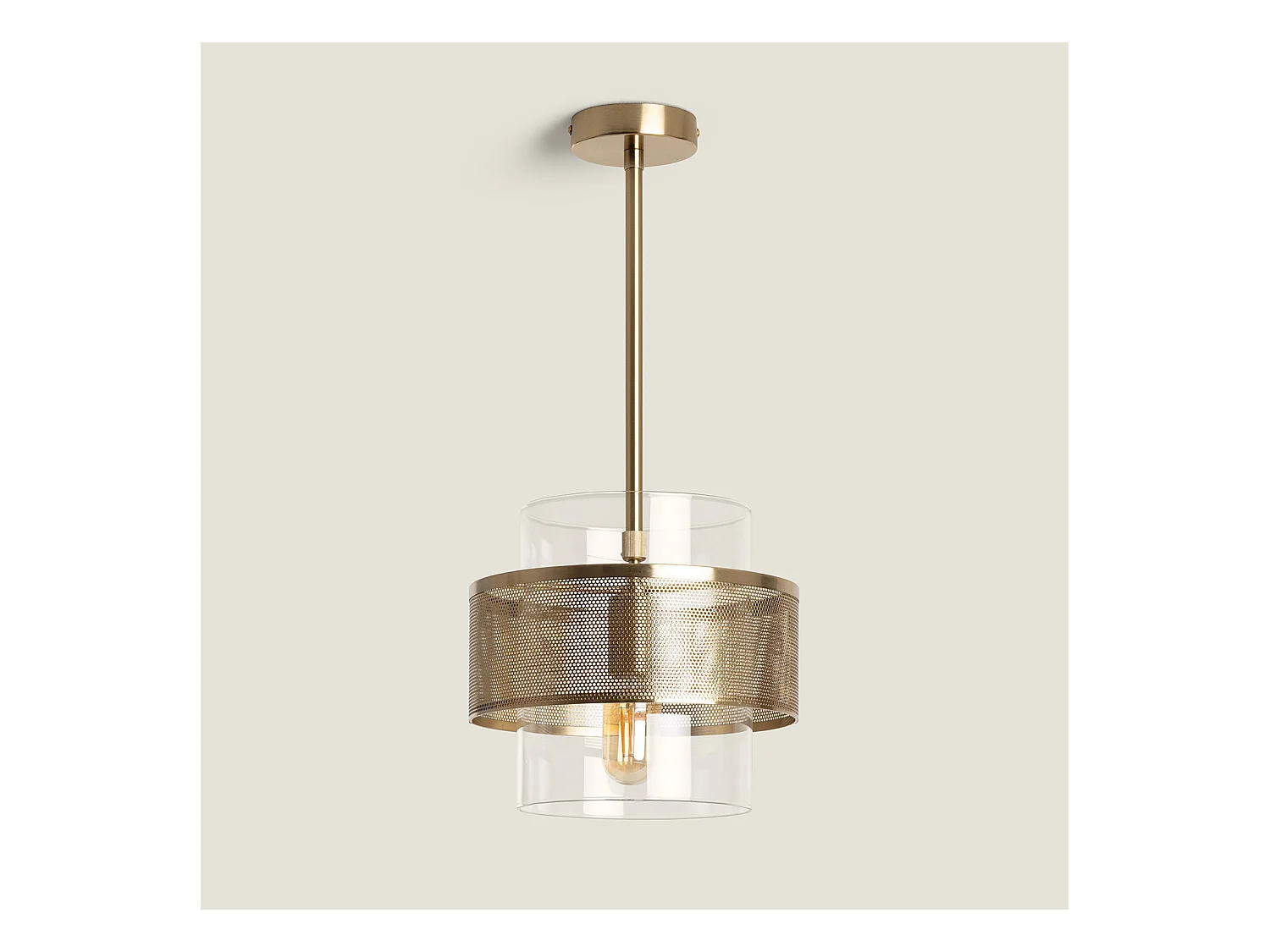 Suspension Métal et Verre Jaelyn  Doré