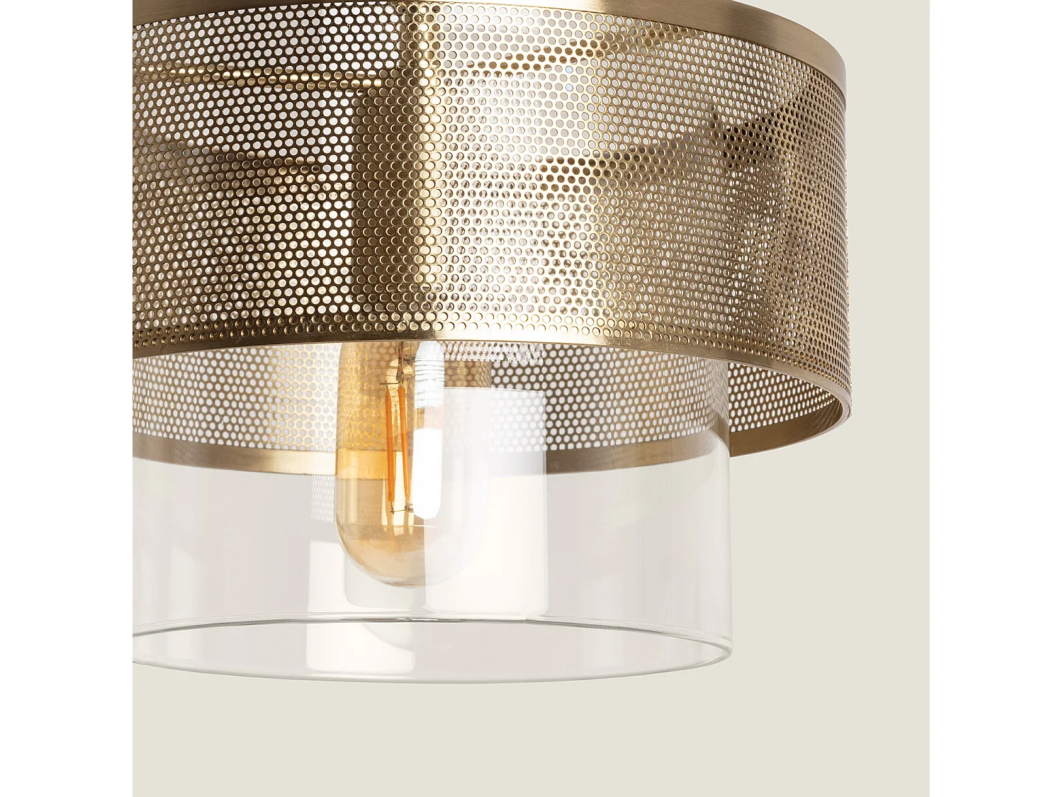 Lámpara Colgante Metal y Cristal Jaelyn Dorado