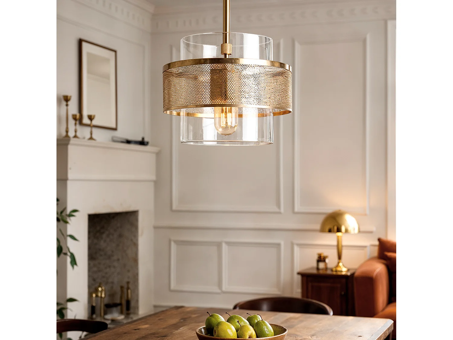 Lampada a Sospensione Metallo e Vetro Jaelyn Oro