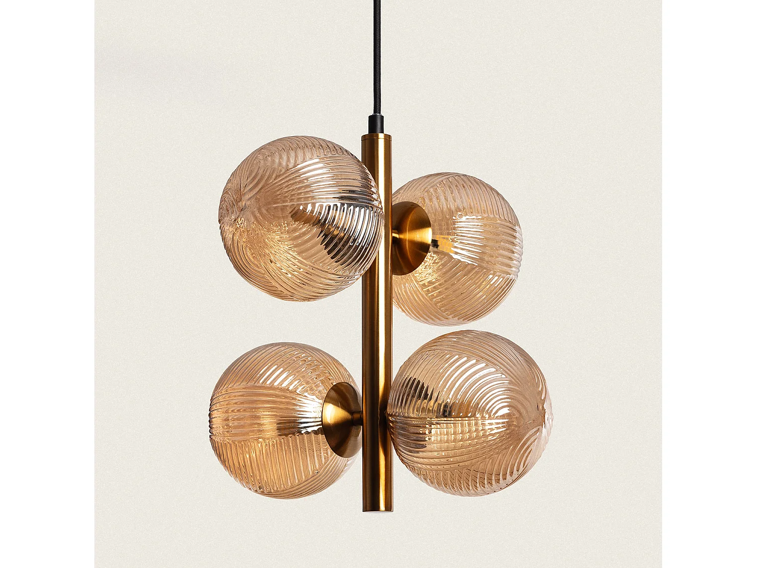 Lámpara Colgante Metal y Cristal Dayla Ámbar