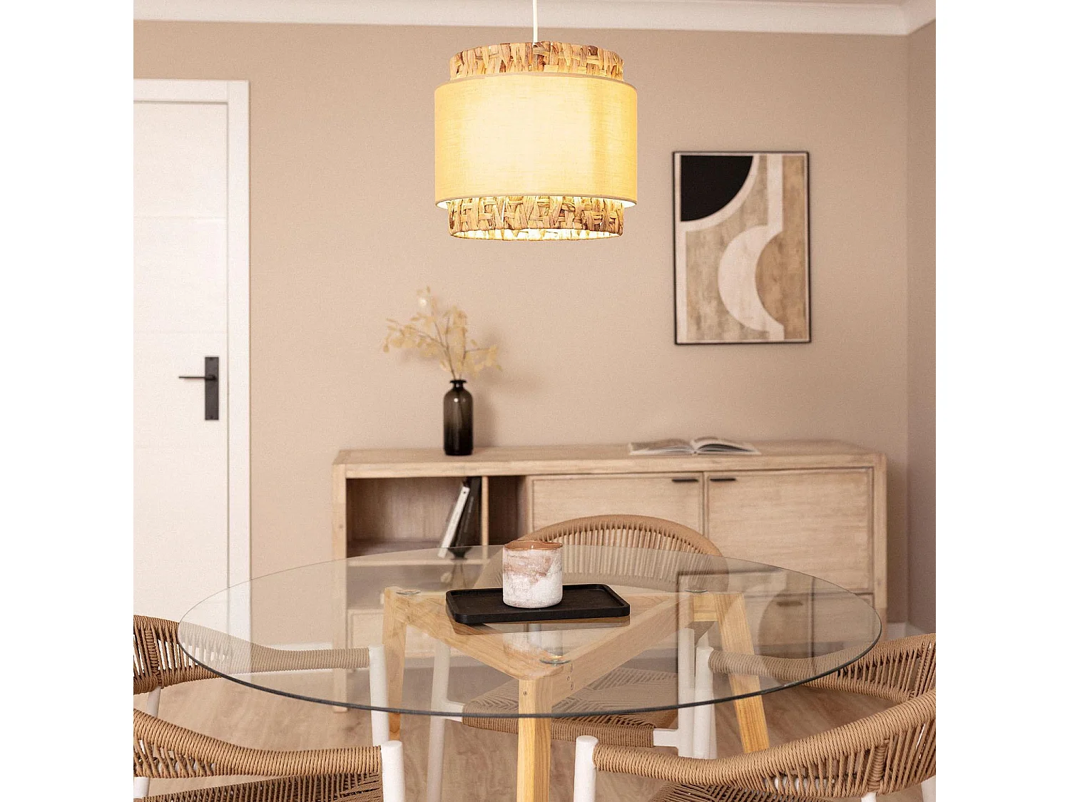 Lampada Sospensione Fibre Naturali Orleans Verde Celadon