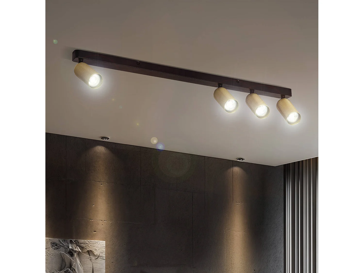 Plafonnier Aluminium Breixo 4 Spots Doré