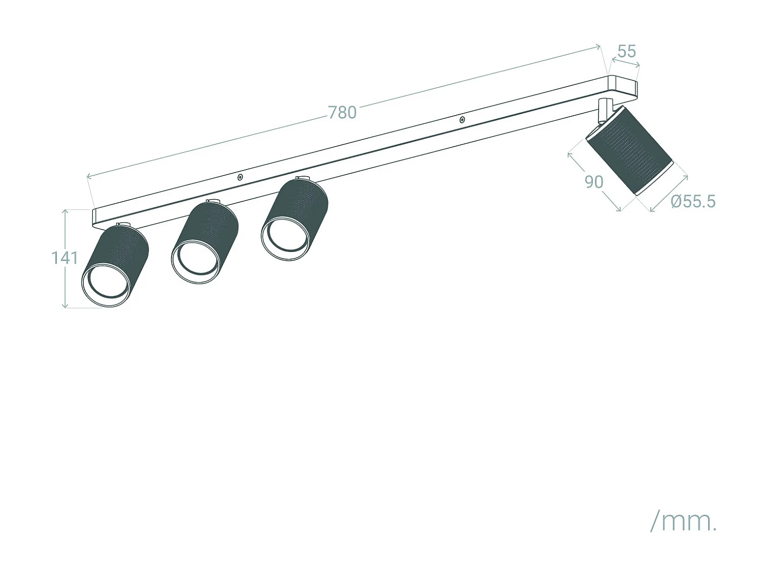 Lampada da Soffitto Alluminio Breixo 4 Faretti  Oro