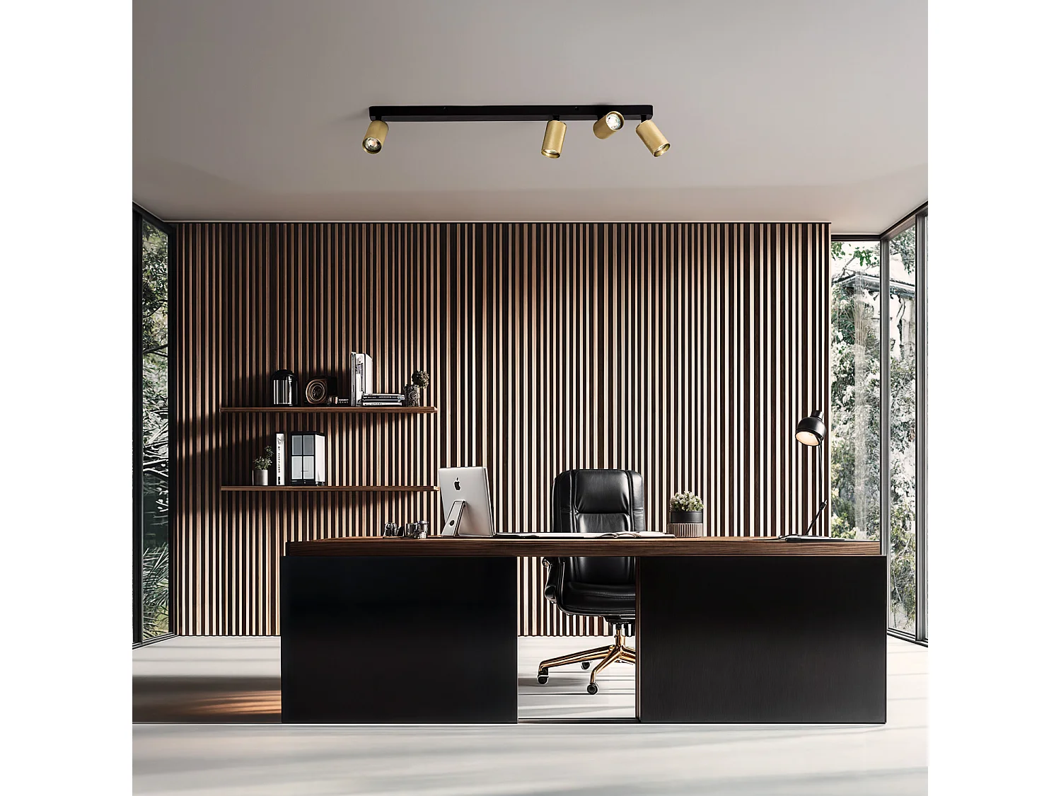 Plafonnier Aluminium Breixo 4 Spots Doré