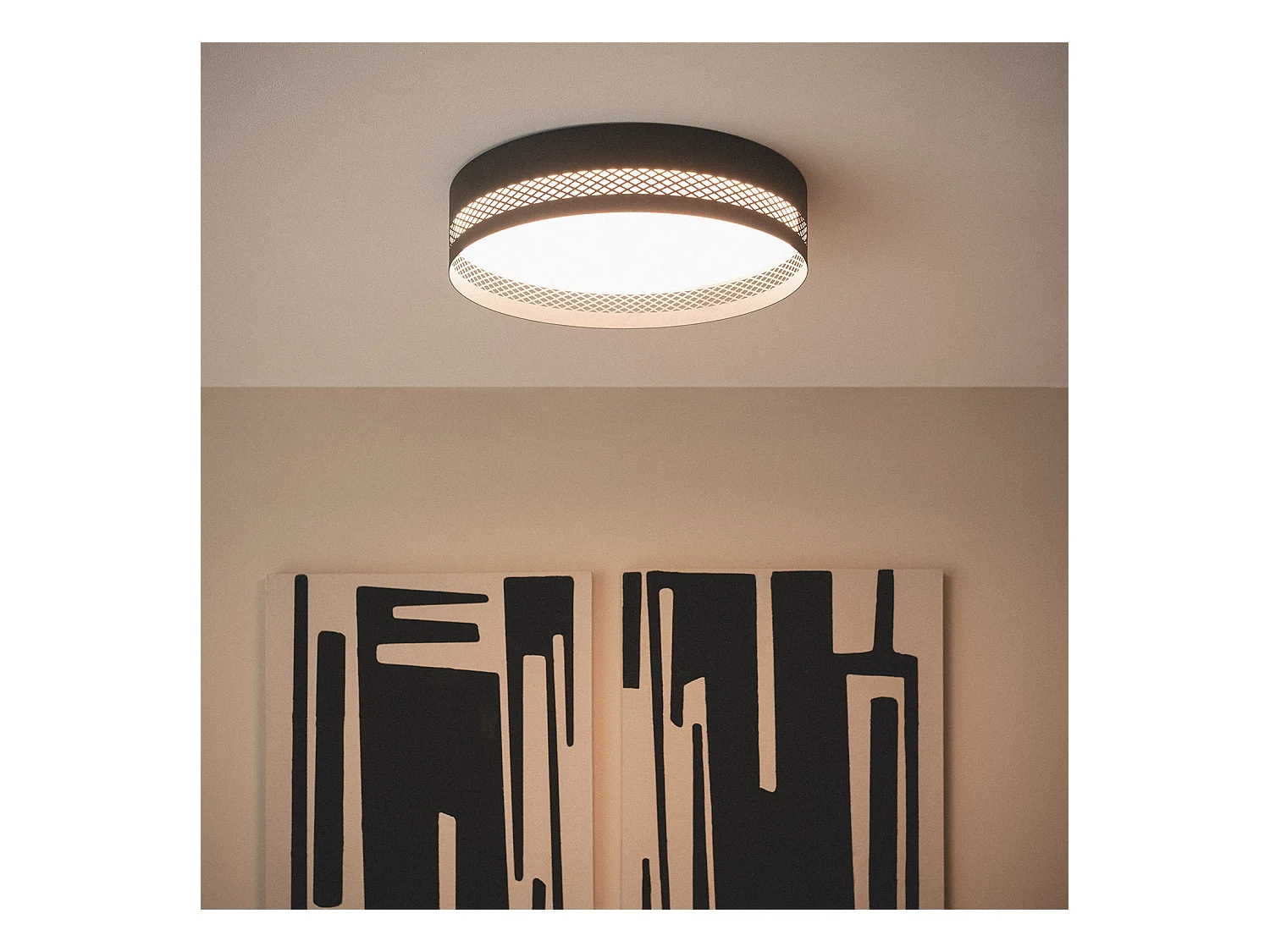 Plafonnier LED 40W Métal Saska L Noir mat