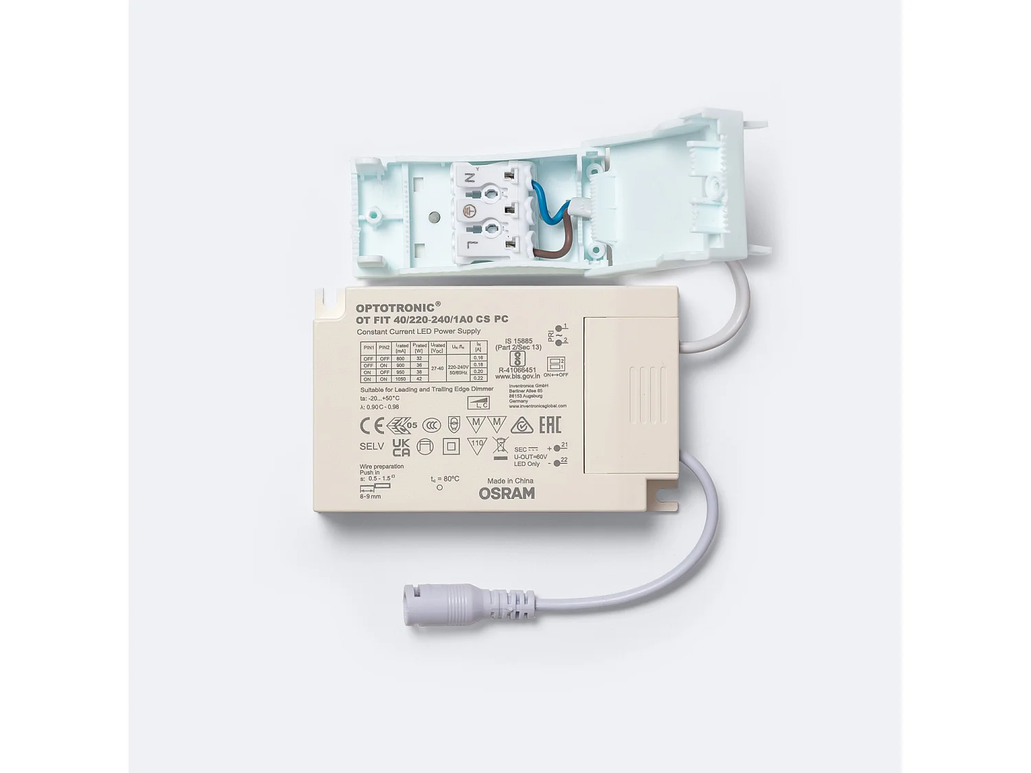 Panel LED 60x60 cm 40W 4000lm con Caja de Conexiones Rápidas y Cable de Seguridad 3000K Individual Blanco Cálido OSRAM