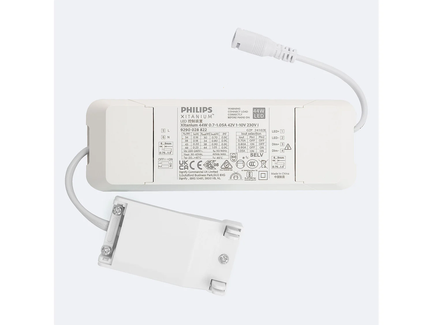 Pannello LED 120x30cm 42W 4000 lm Regolabile  con Scatola di Connessione Rapida e Cavo di Sicurezza 6000K 1-10V Individuale Bianco Freddo