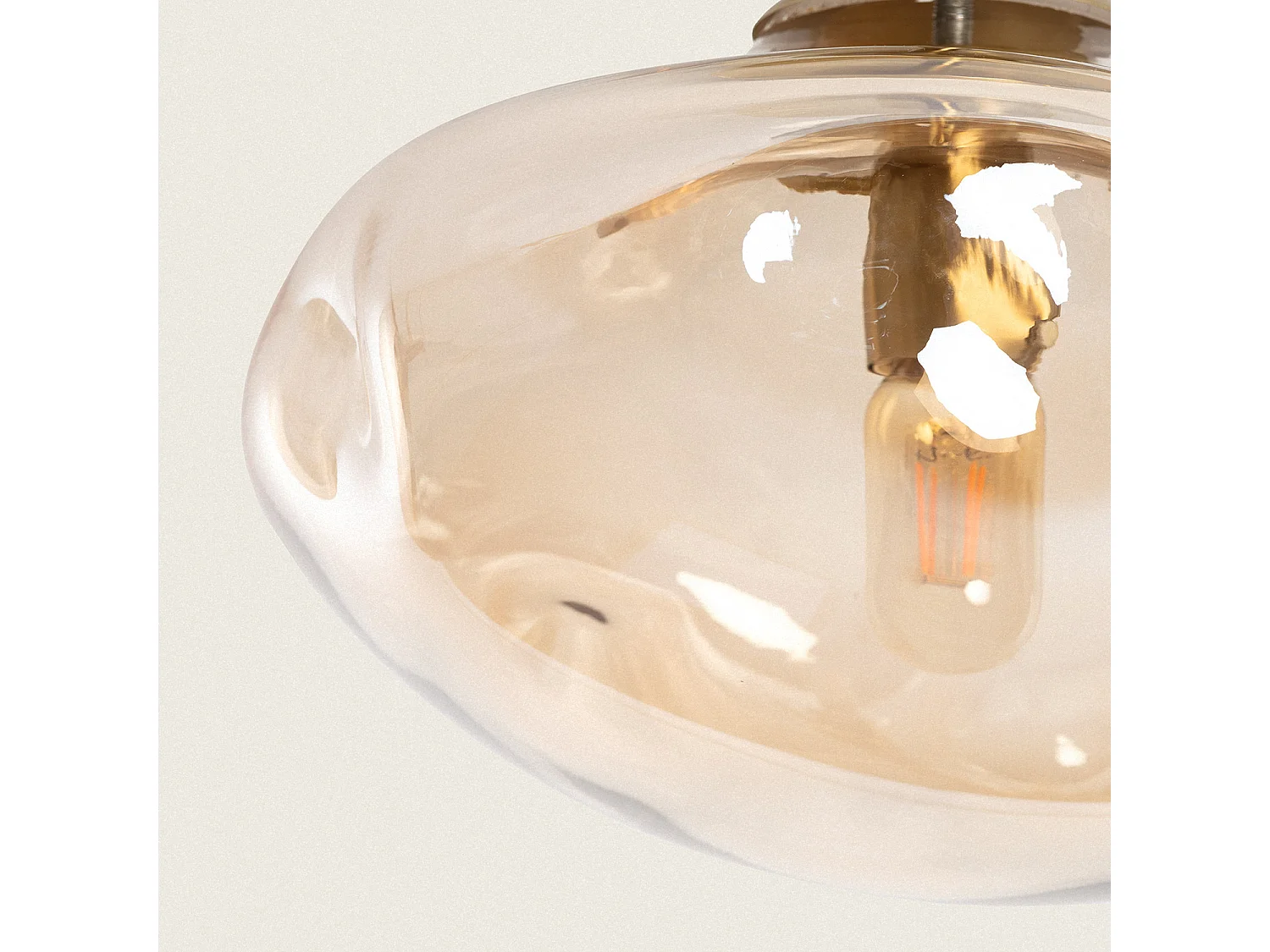 Plafonnier Métal et Verre Halych Ambre