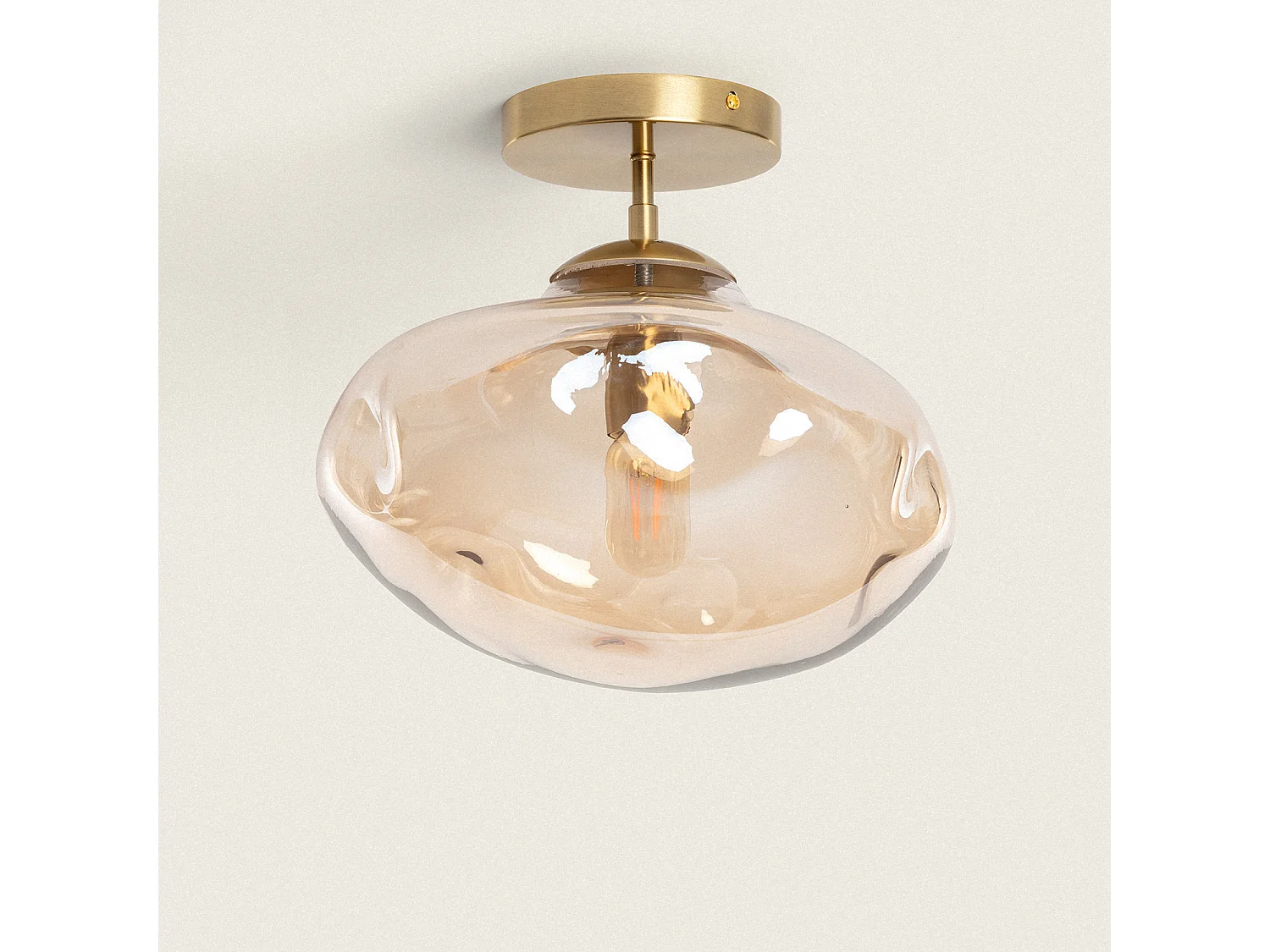 Plafonnier Métal et Verre Halych Ambre