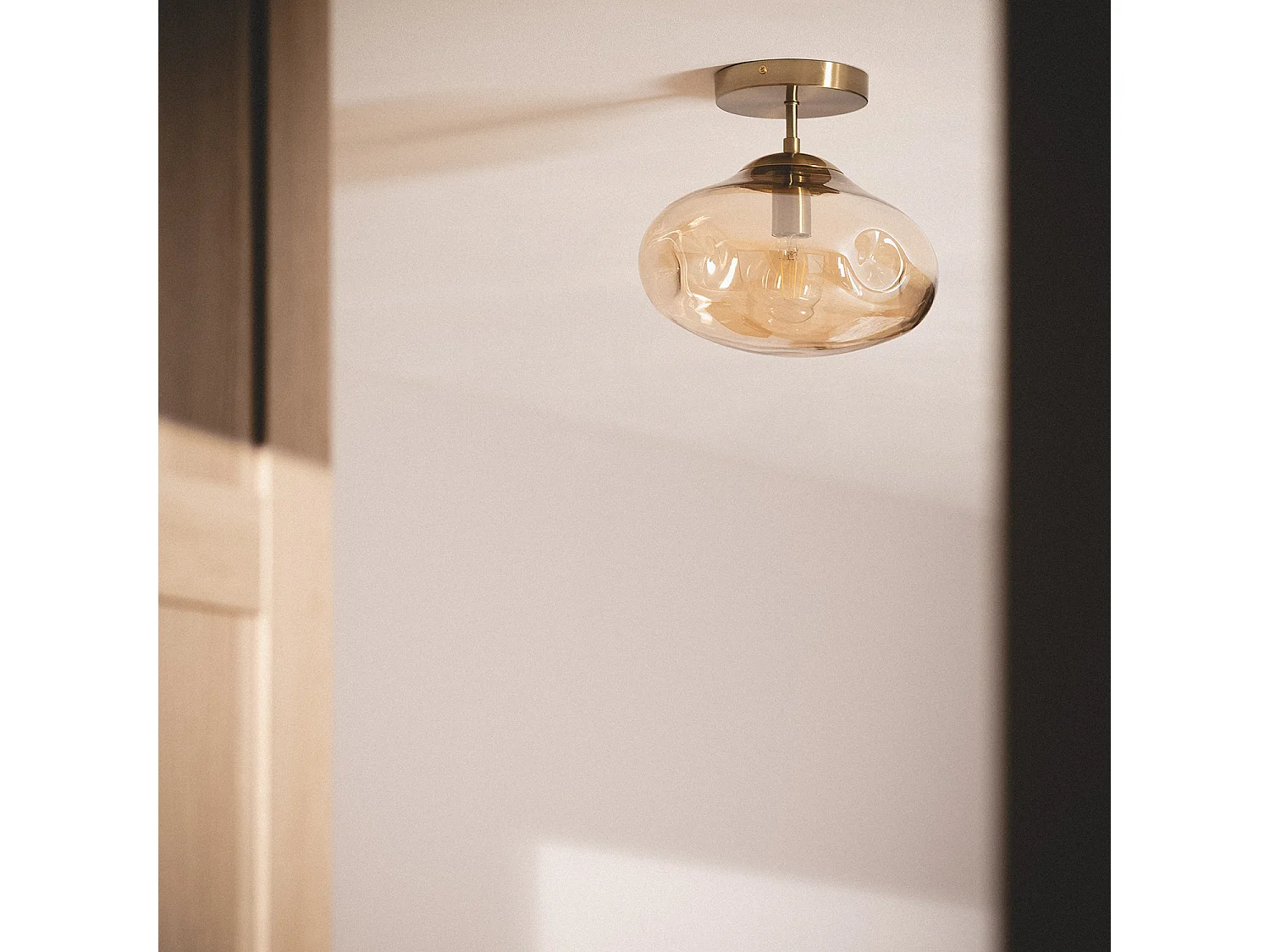 Lámpara de Techo Metal y Cristal Halych Ámbar