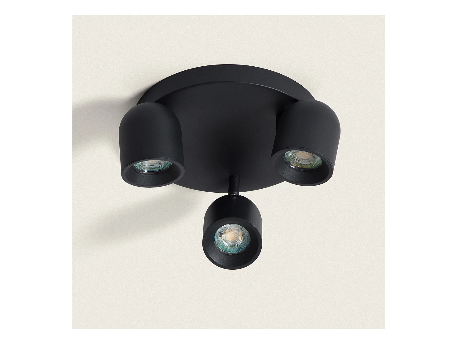 Plafonnier Rond Orientable Aluminium 3 Spots Caleb Noir