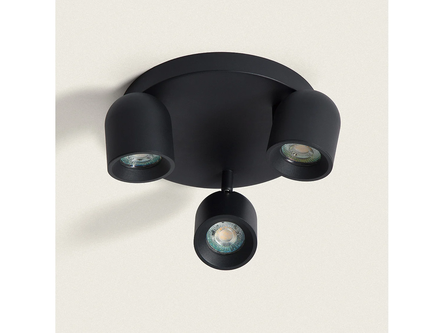Plafonnier Rond Orientable Aluminium 3 Spots Caleb Noir