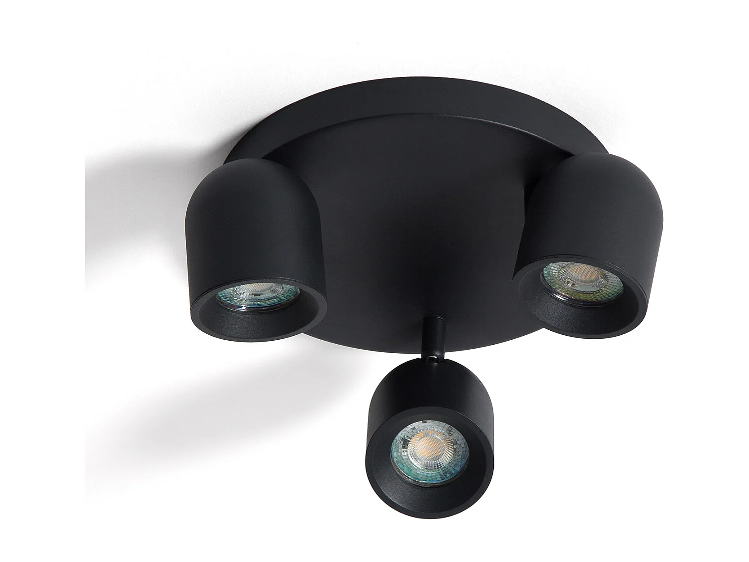 Lampada da Soffitto Circolare Orientabile Alluminio 3 Lampade Caleb Nero