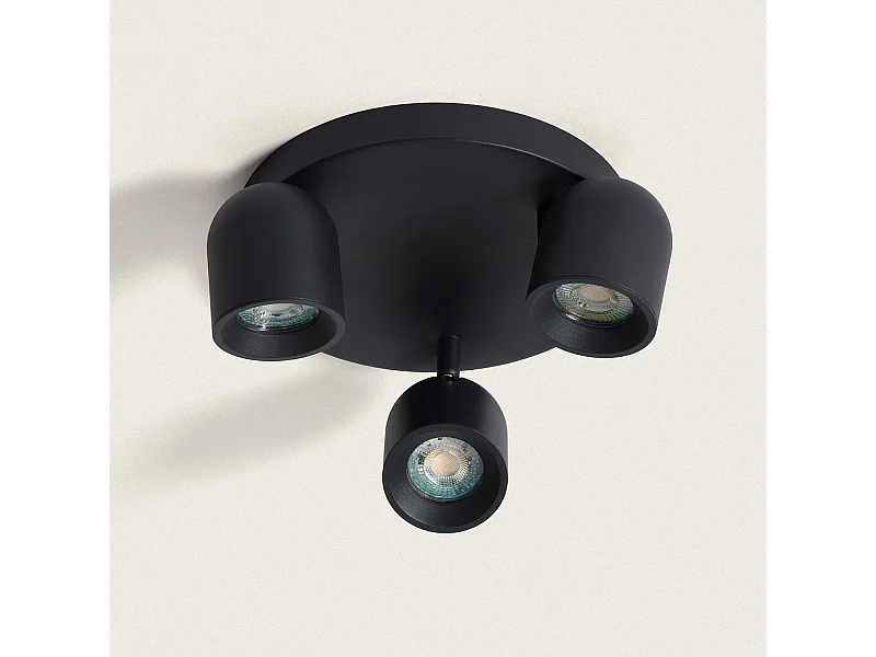 Plafonnier Rond Orientable Aluminium 3 Spots Caleb Noir