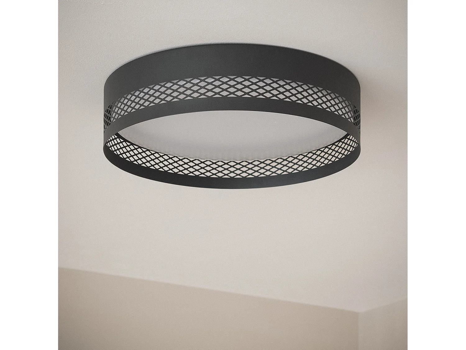 Plafoniera LED 30W Metallo Saska S Nero Opaco