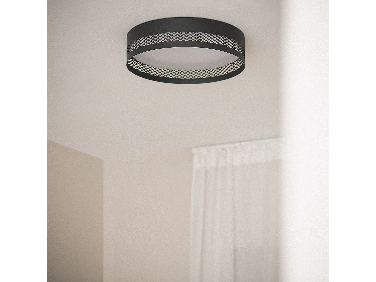 Plafón de Techo LED 30W Acero Saska S Negro Mate
