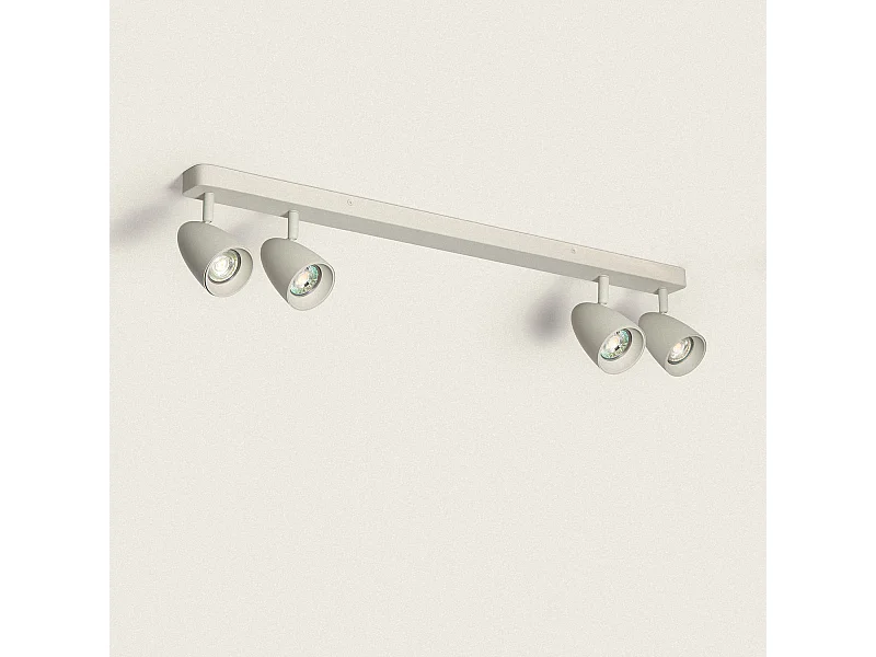 Applique Alluminio Rettangolare Adrien 4 Faretti Grigio Pietra