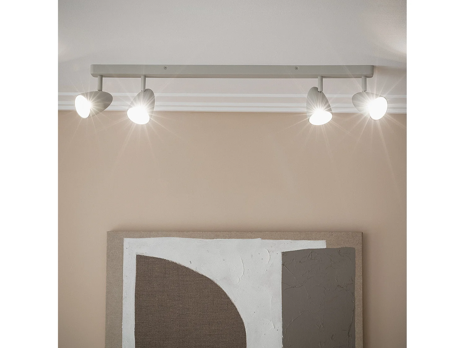 Applique Alluminio Rettangolare Adrien 4 Faretti Grigio Pietra