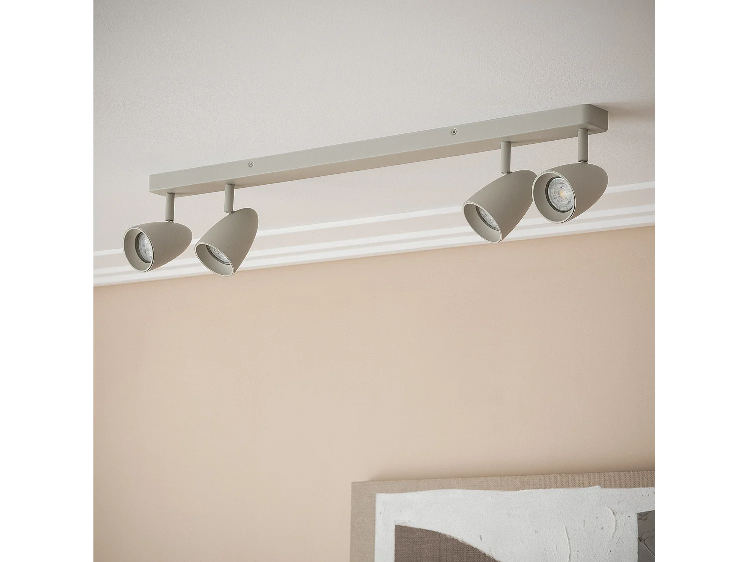 Applique Alluminio Rettangolare Adrien 4 Faretti Grigio Pietra