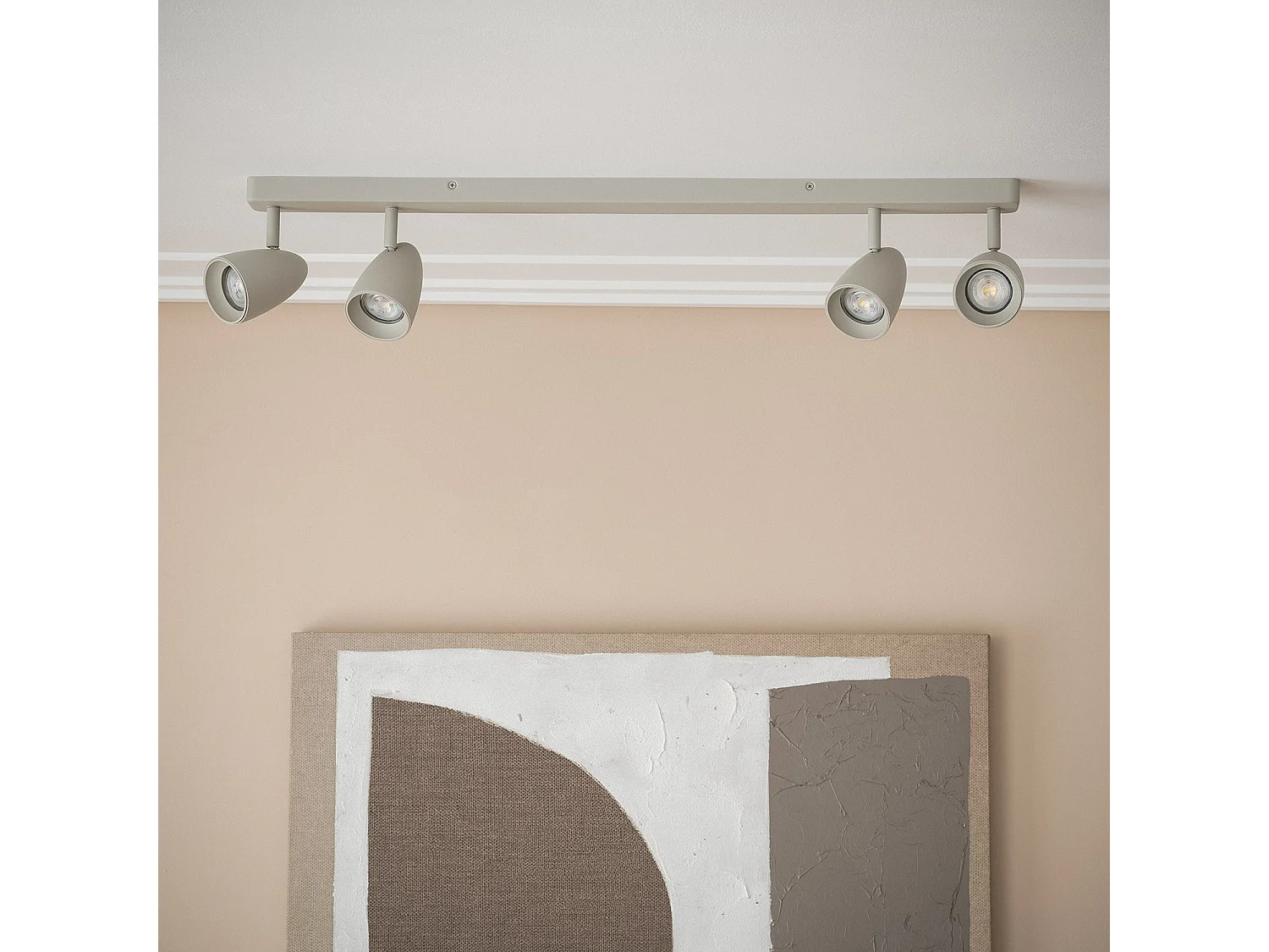 Applique Alluminio Rettangolare Adrien 4 Faretti Grigio Pietra
