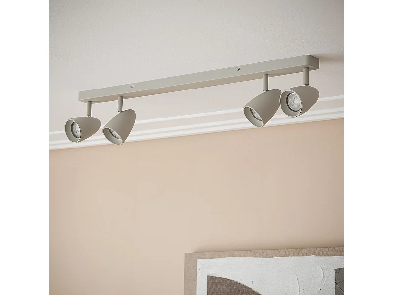 Applique Aluminium Rectangulaire Adrien 4 Spots Gris Pierre