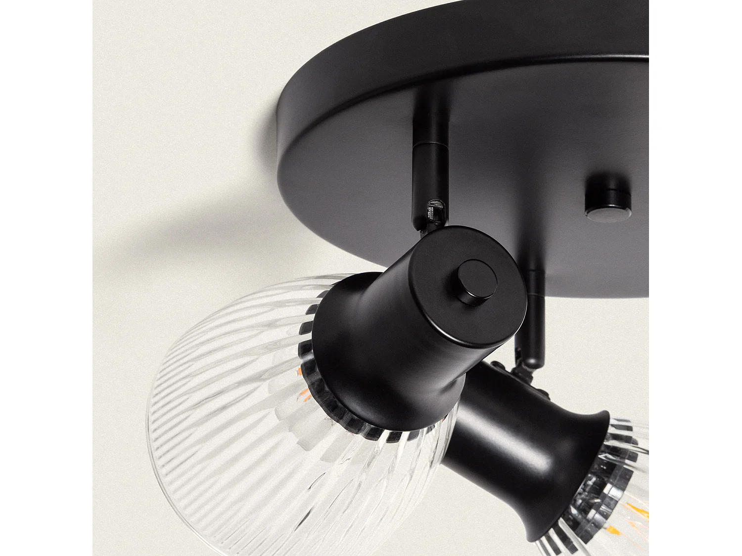 Lámpara de Techo Metal y Cristal Aron 3 Focos Negro