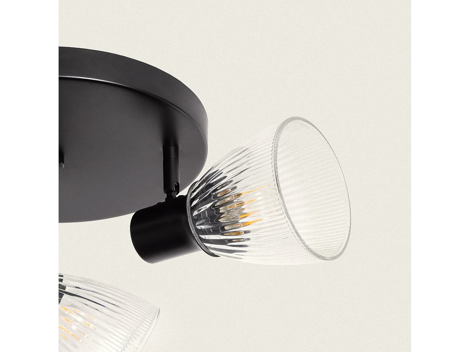 Plafonnier Métal et Verre Aron 3 Spots Noir