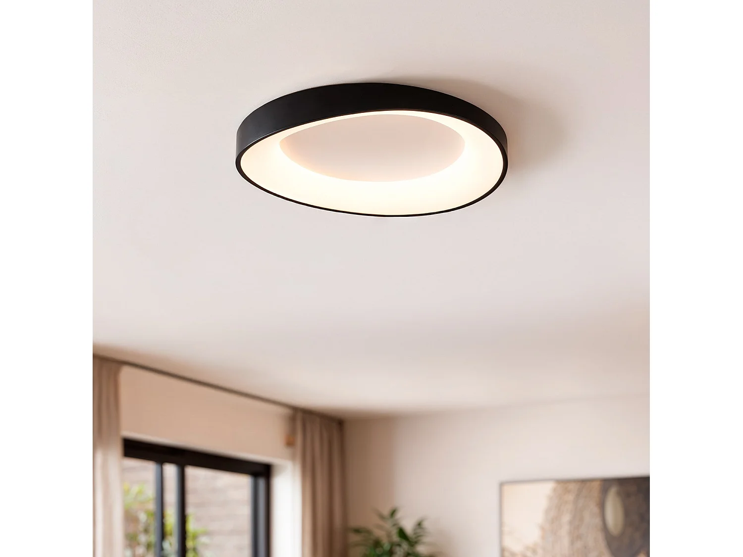 Plafoniera LED 17W Circolare Ø400 mm CCT Selezionabile Unay Nero