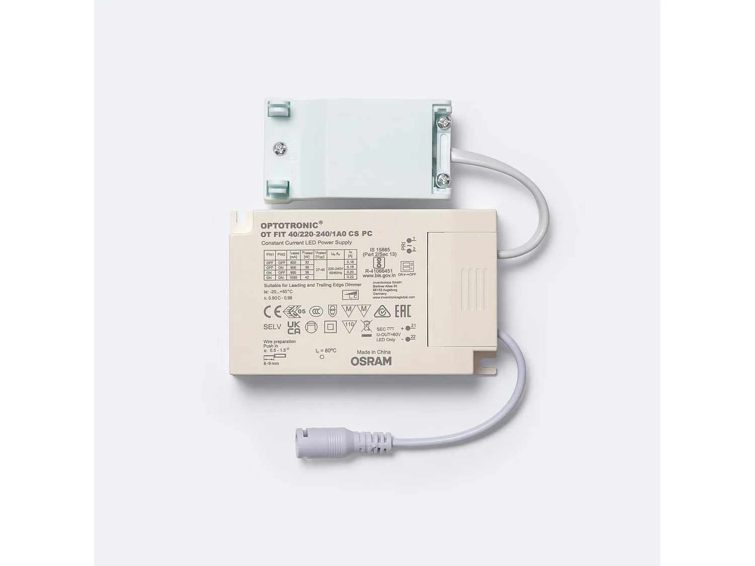 Panel LED 60x60 cm 40W 4000lm con Caja de Conexiones Rápidas y Cable de Seguridad 6000K Individual Blanco Frío OSRAM