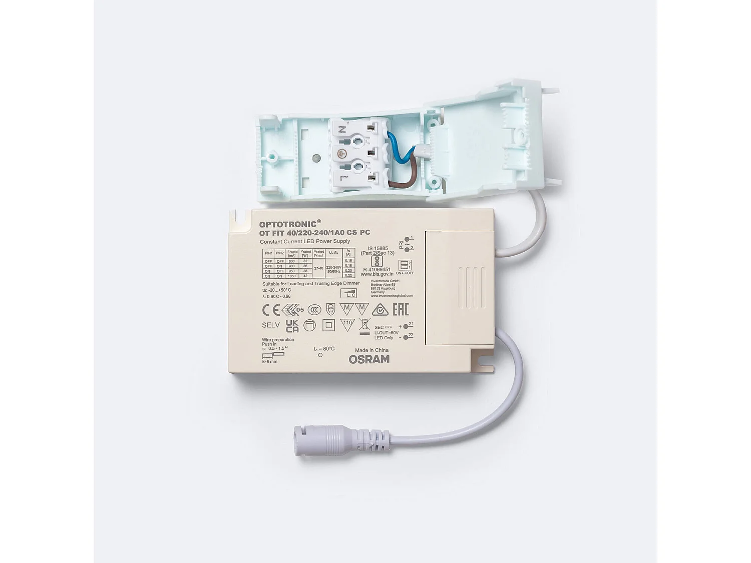 Panel LED 60x60 cm 40W 4000lm con Caja de Conexiones Rápidas y Cable de Seguridad 6000K Individual Blanco Frío OSRAM