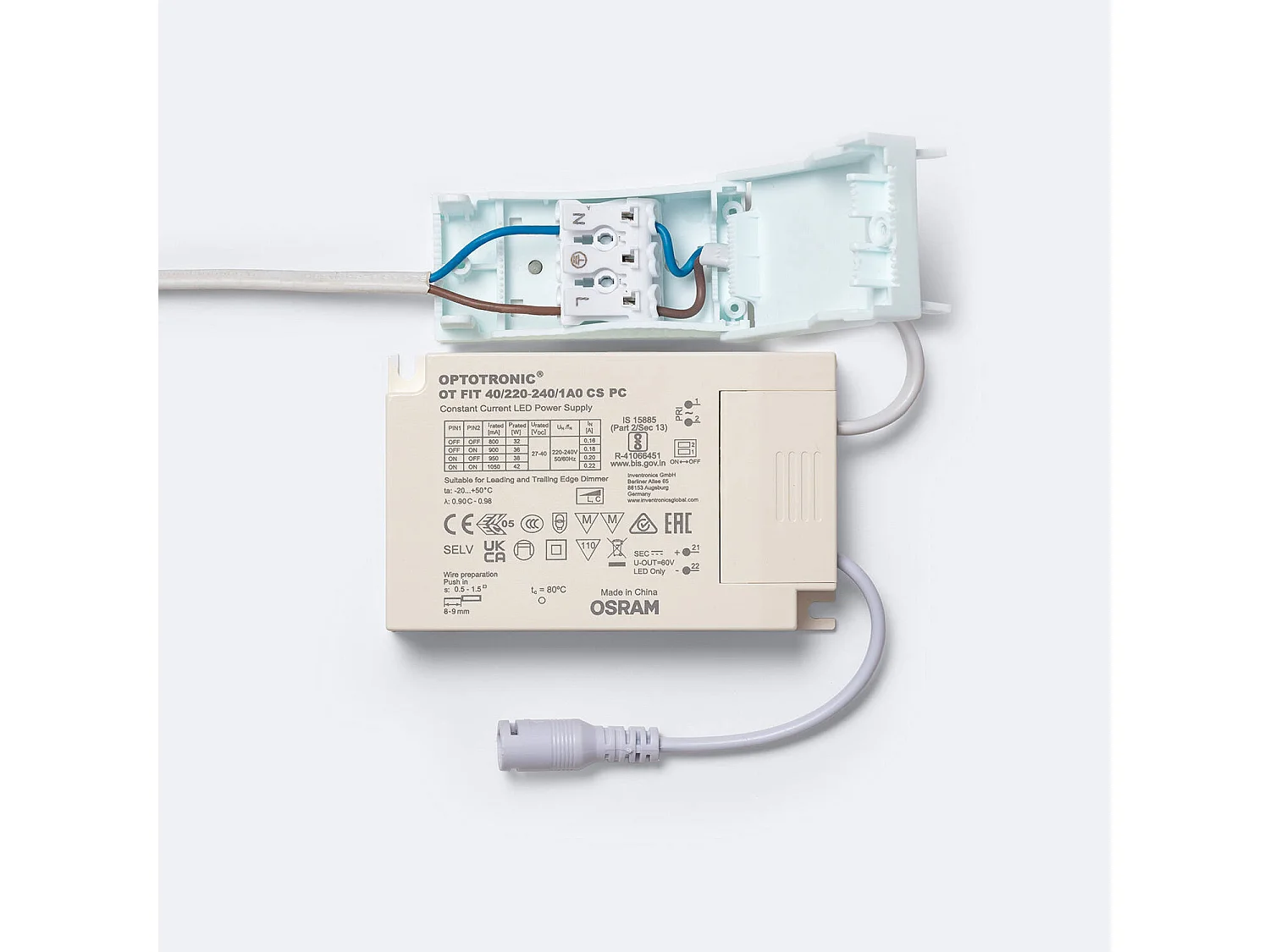 Panel LED 60x60 cm 40W 4000lm con Caja de Conexiones Rápidas y Cable de Seguridad 6000K Individual Blanco Frío OSRAM